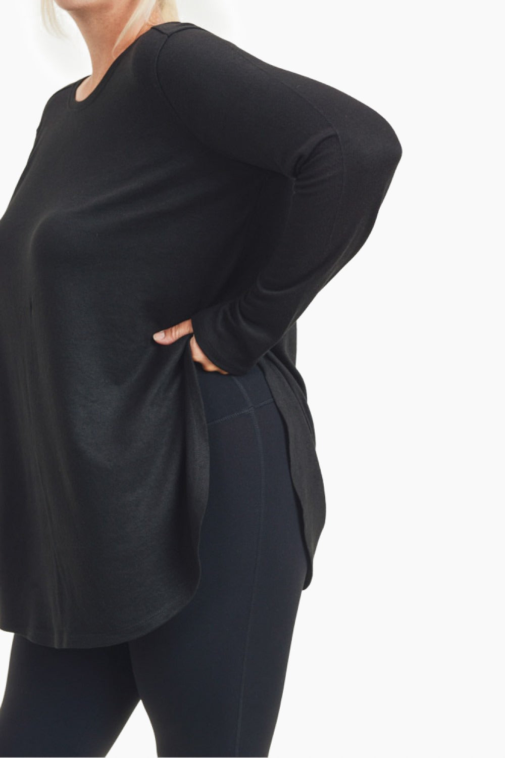 CURVY Long Sleeve Flow Top with Side Slits