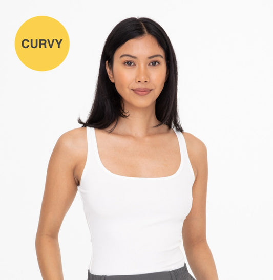 Curvy Square Neck Ribbed Tank